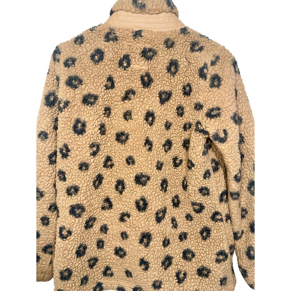 Abercrombie & Fitch Soft AF Tan Leopard Sherpa Fleece Zip Jacket Coat Womens M - Picture 5 of 9